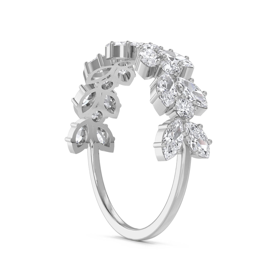 Marquise Bloom Diamond Ring (Silver)
