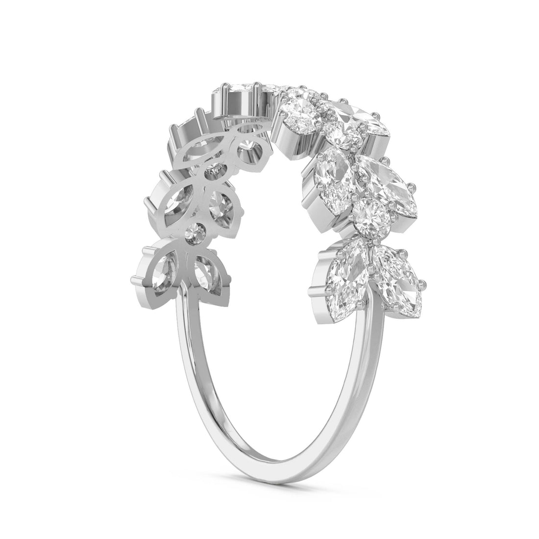Marquise Bloom Diamond Ring (Silver)