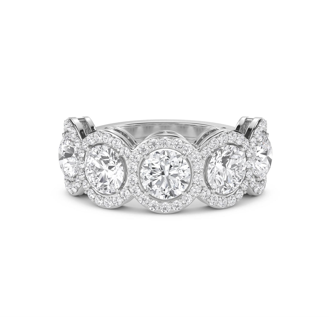 Round Diamond Halo Cluster Eternity Ring (Silver) - image 1