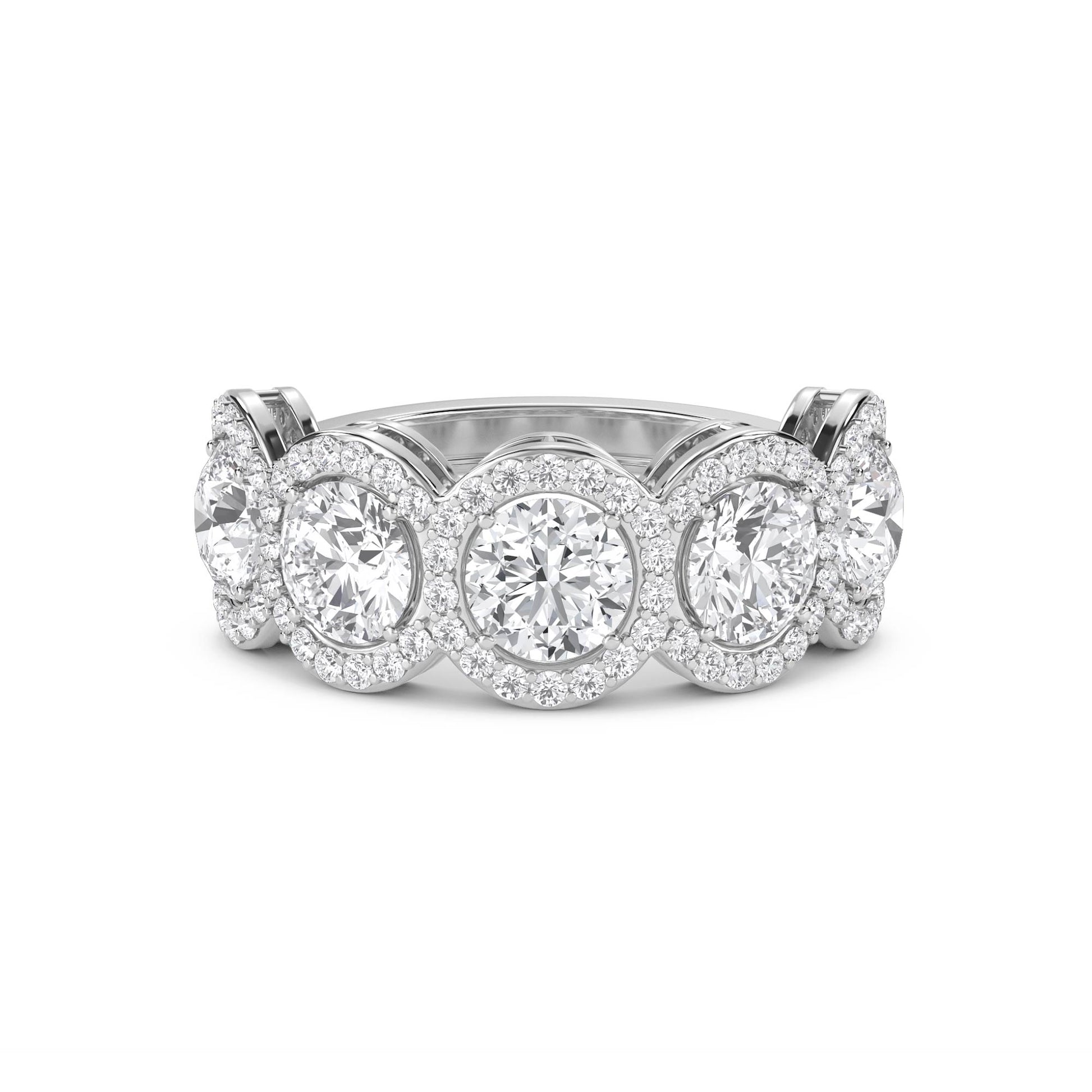 Round Diamond Halo Cluster Eternity Ring (Silver) - image 1