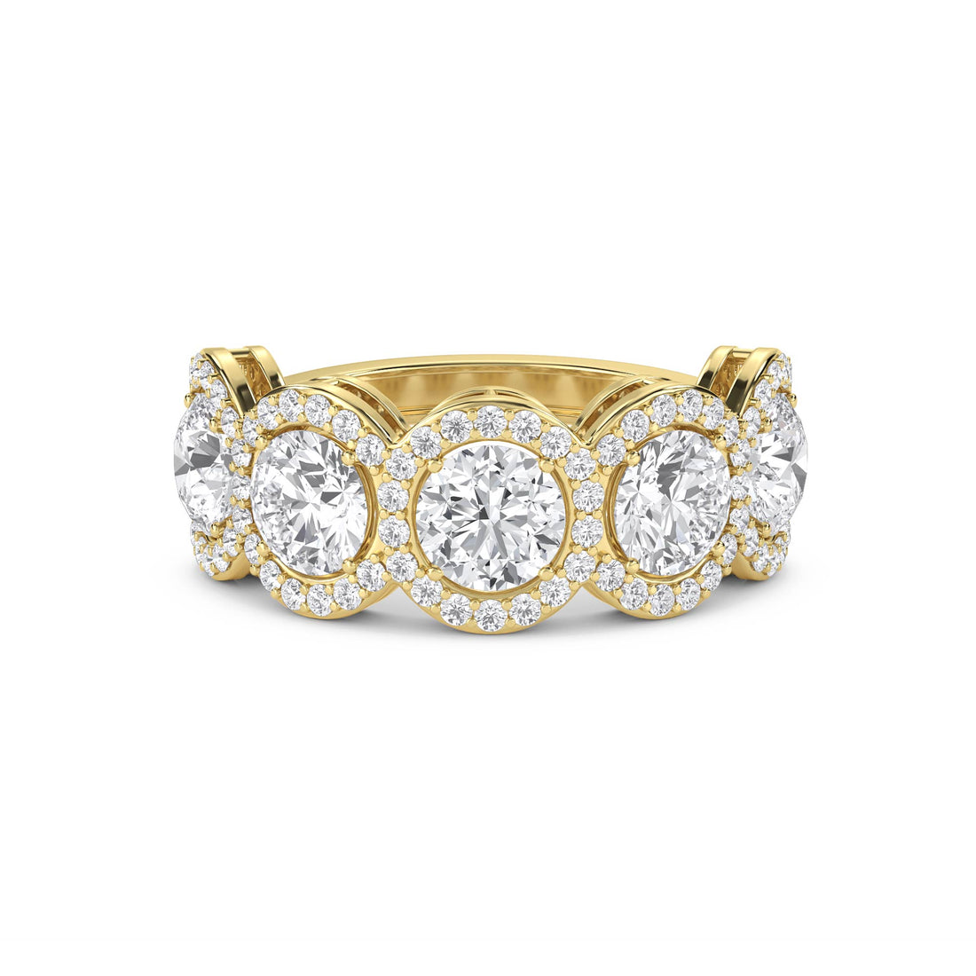 Round Diamond Halo Cluster Eternity Ring - image 1