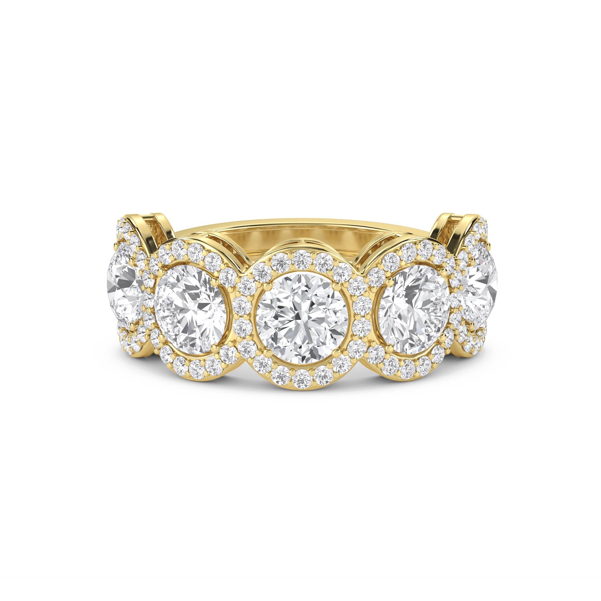Round Diamond Halo Cluster Eternity Ring - image 1