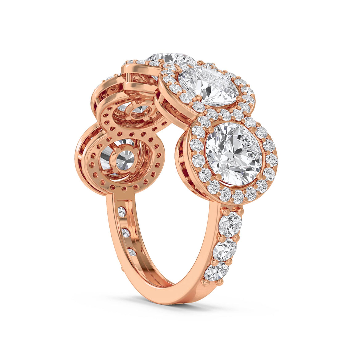 Round Diamond Halo Cluster Eternity Ring