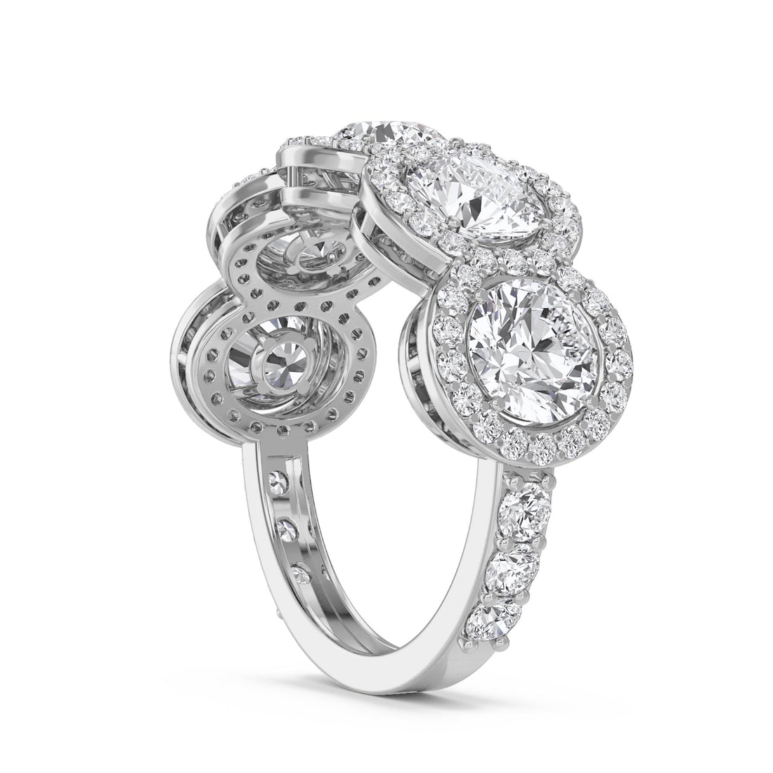 Round Diamond Halo Cluster Eternity Ring (Silver) - image 1