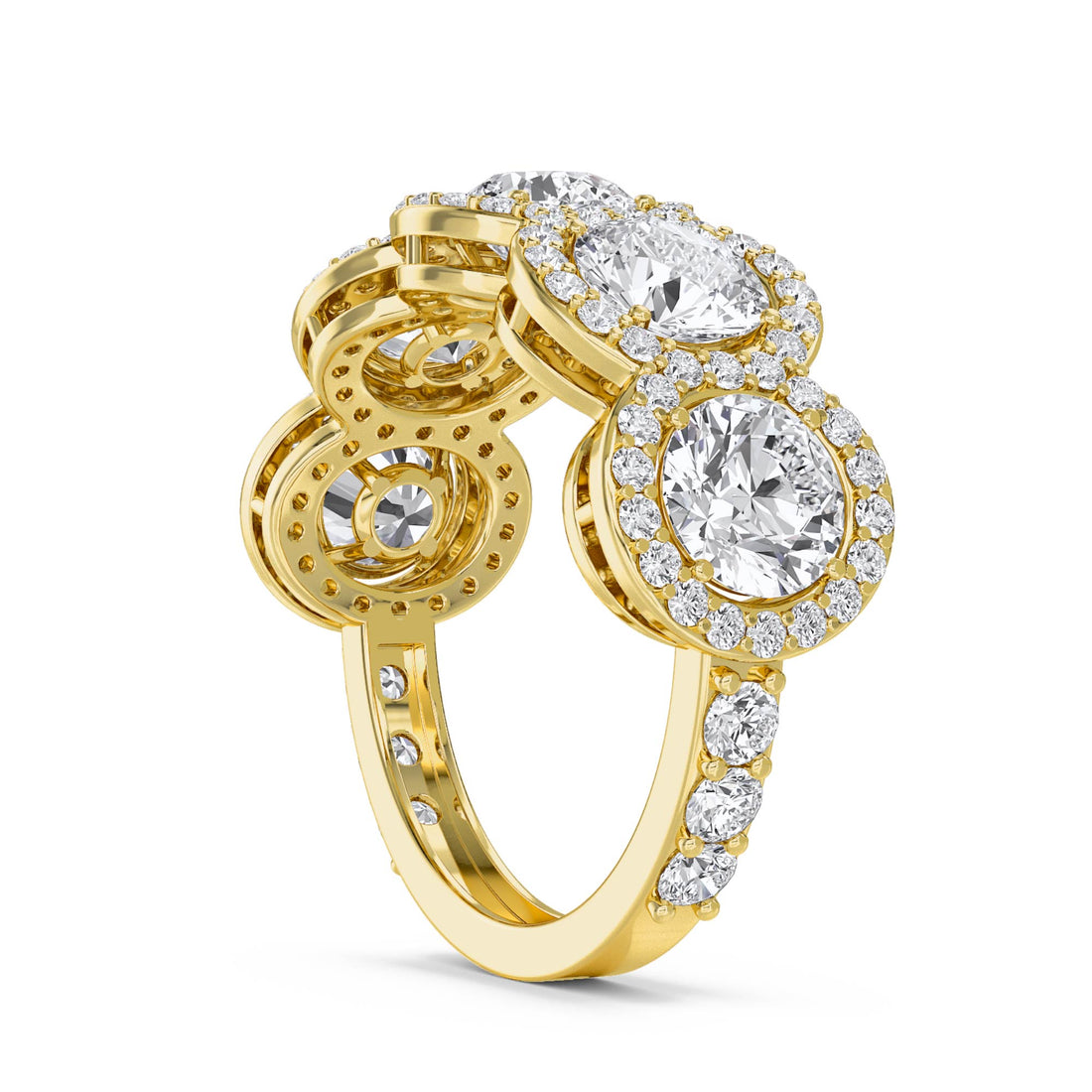Round Diamond Halo Cluster Eternity Ring