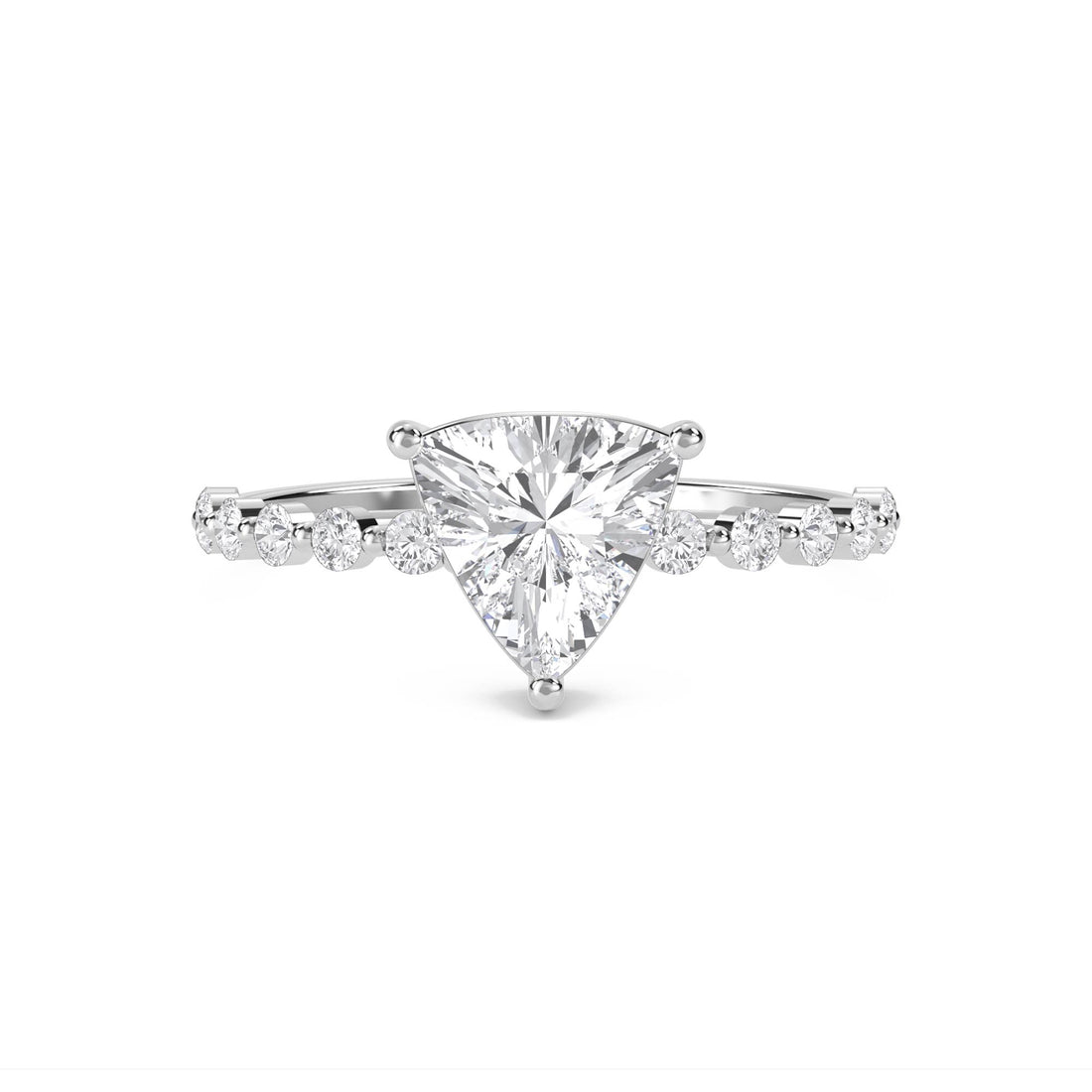 Trillion Cut Diamond Ring with Diamond Band (Silver) - image 1