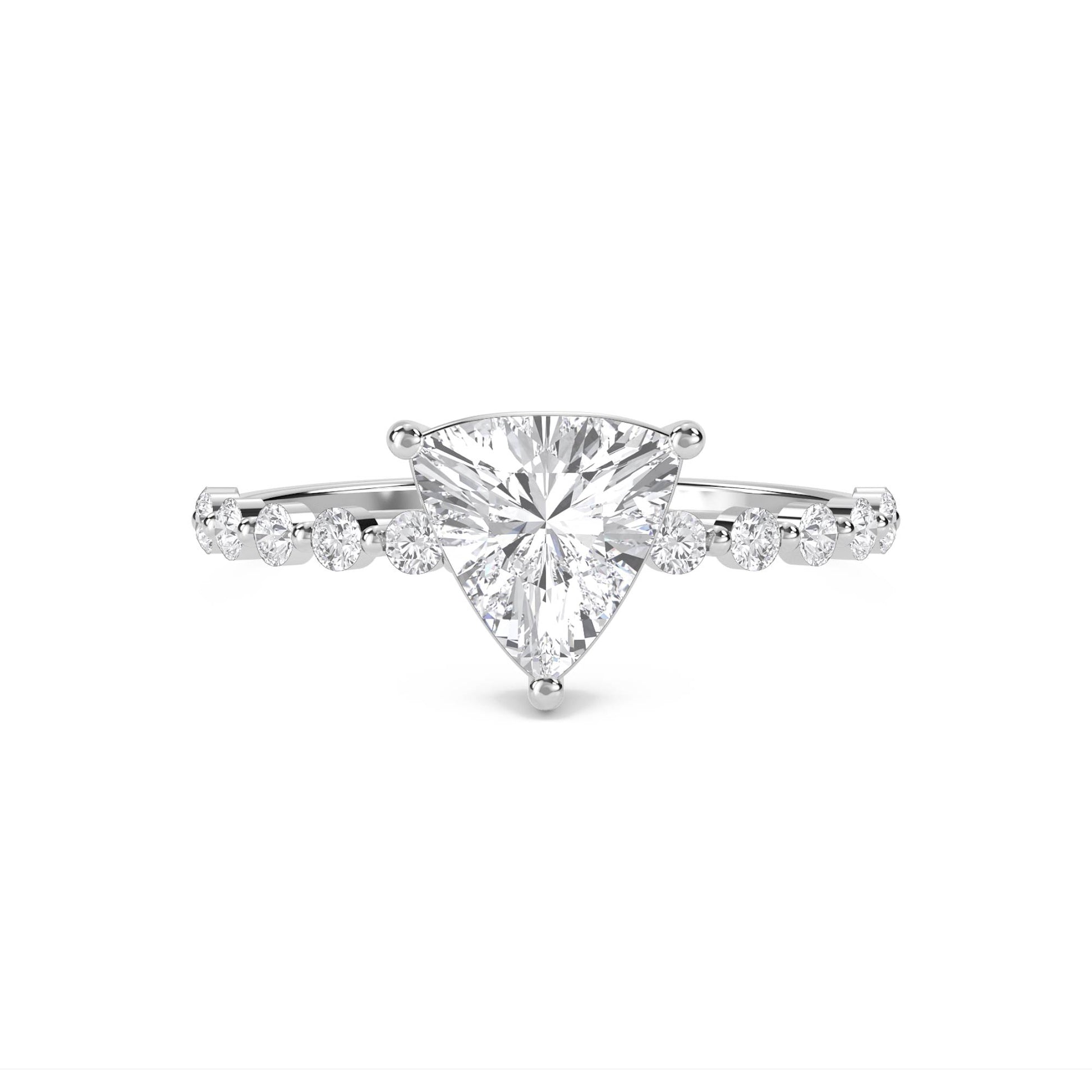 Trillion Cut Diamond Ring with Diamond Band (Silver) - image 1