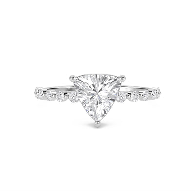 Trillion Cut Diamond Ring with Diamond Band (Silver) - image 1