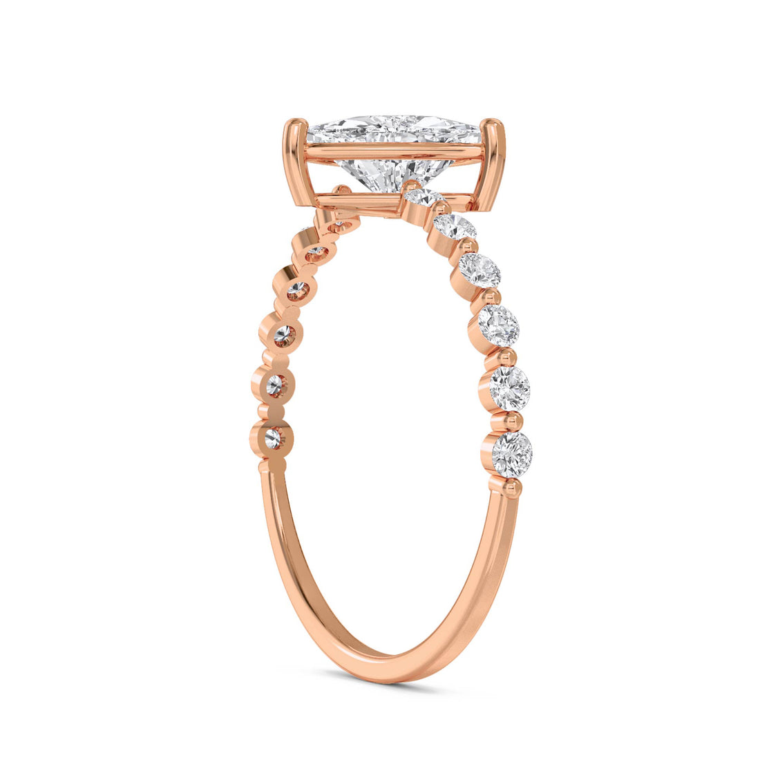 Trillion Cut Diamond Ring with Diamond Band