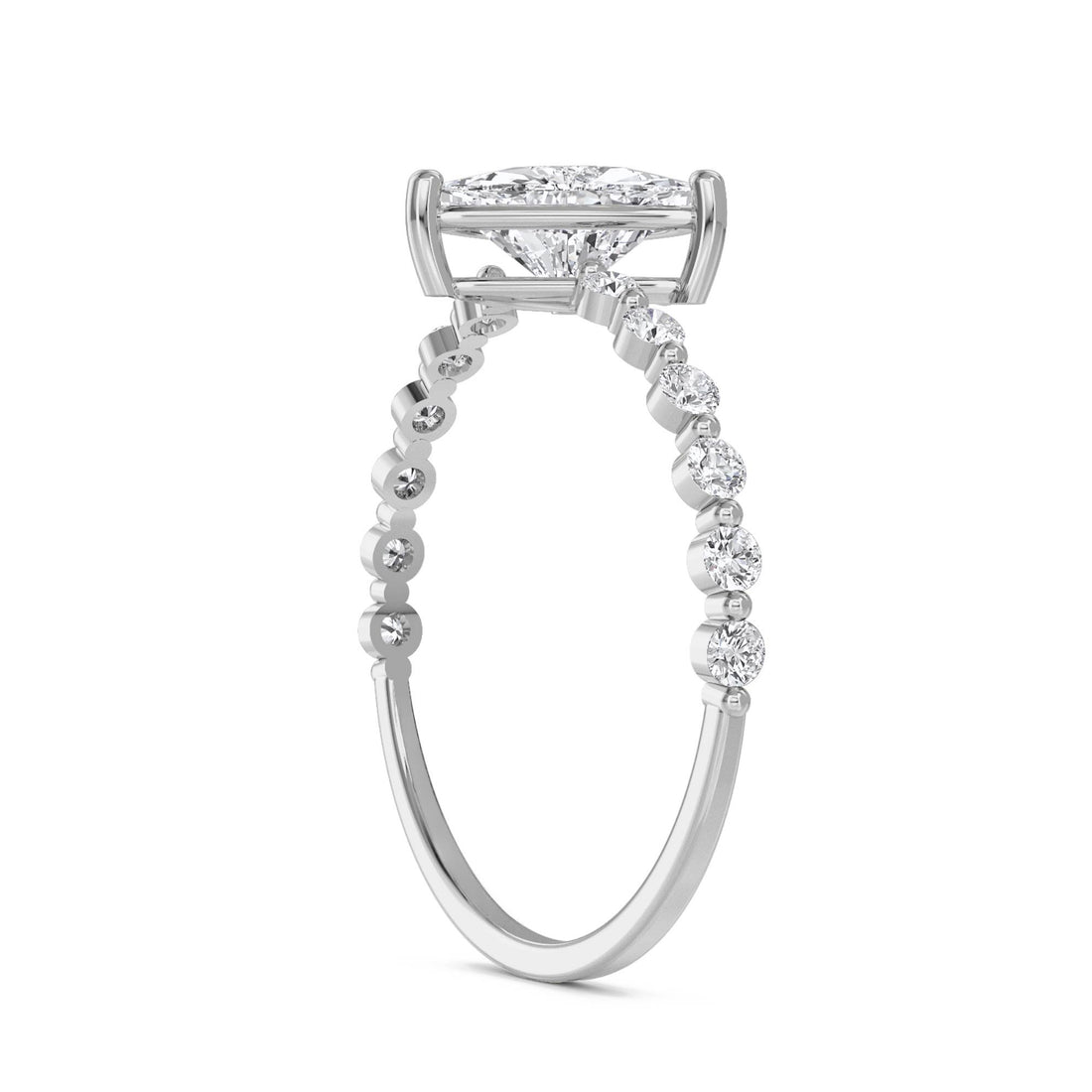 Trillion Cut Diamond Ring with Diamond Band (Silver) - image 1