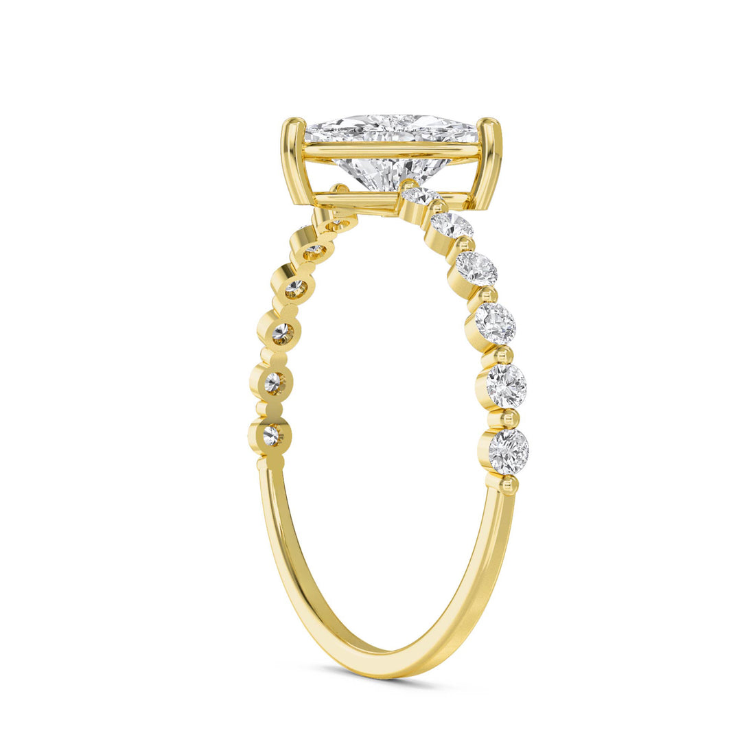 Trillion Cut Diamond Ring with Diamond Band