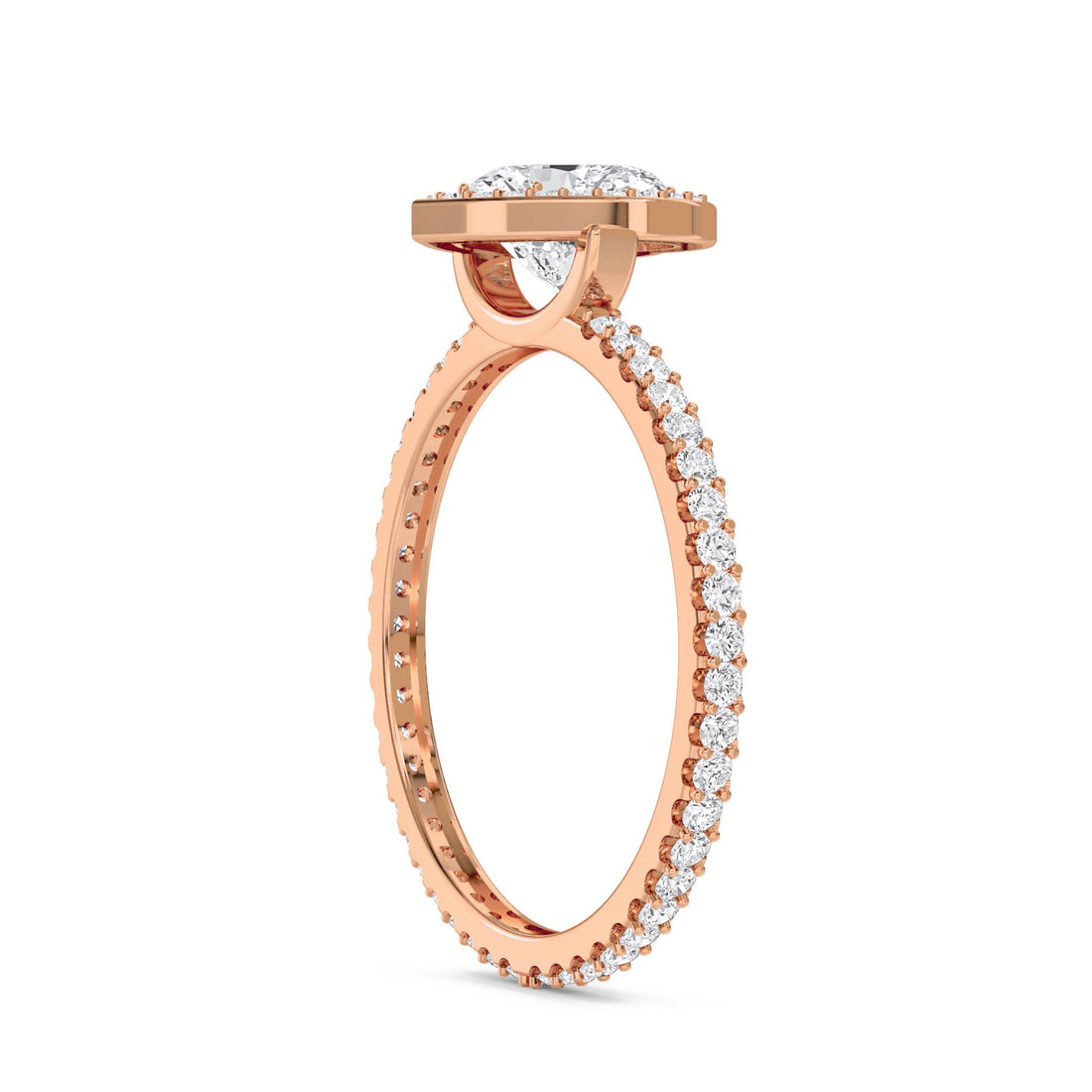 Heart-Shaped Diamond Halo Ring