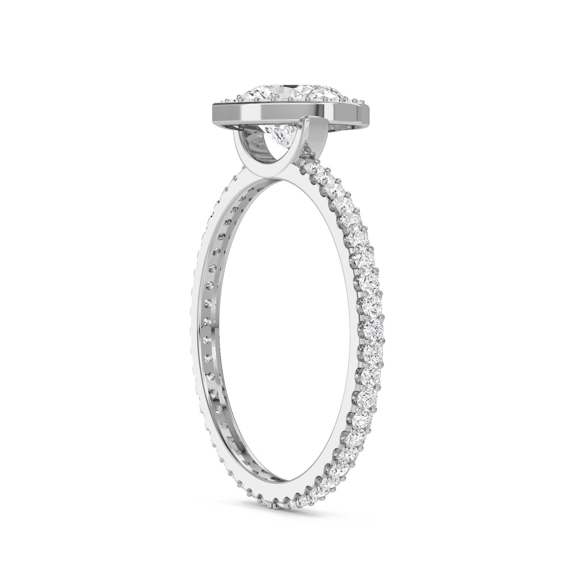 Heart-Shaped Diamond Halo Ring (Silver)