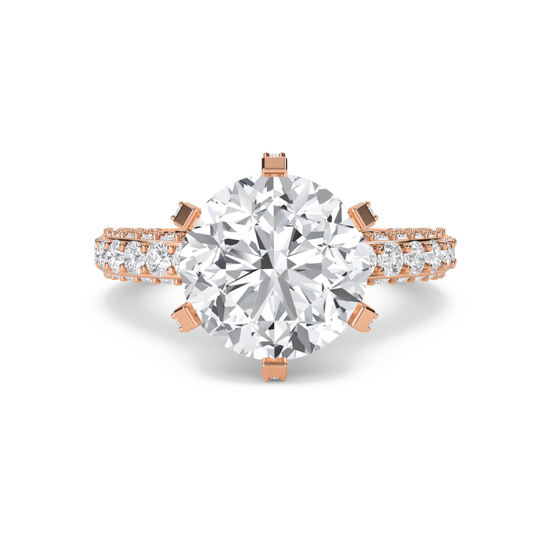 Round Diamond Ring with Bold Pavé Band