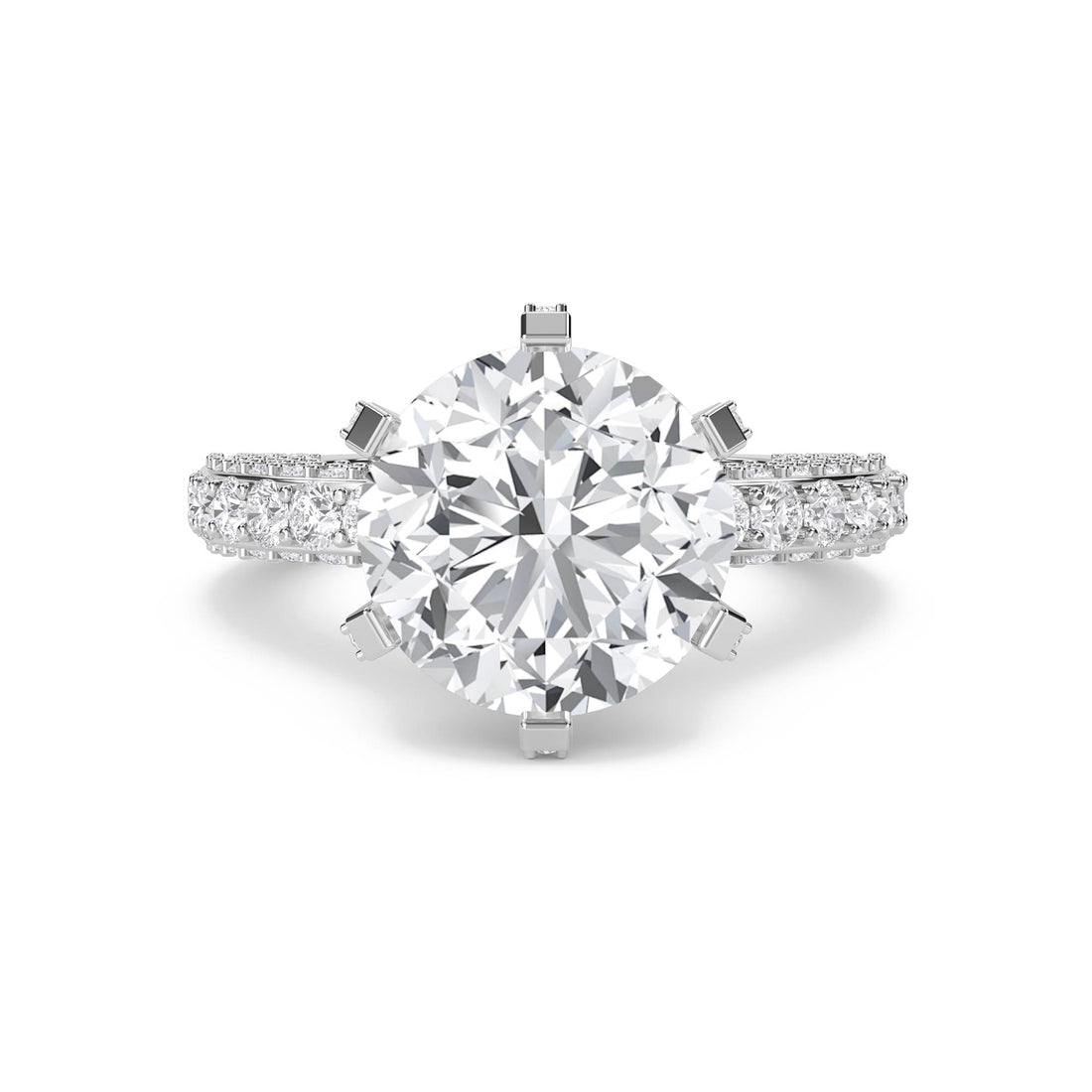 Round Diamond Ring with Bold Pavé Band