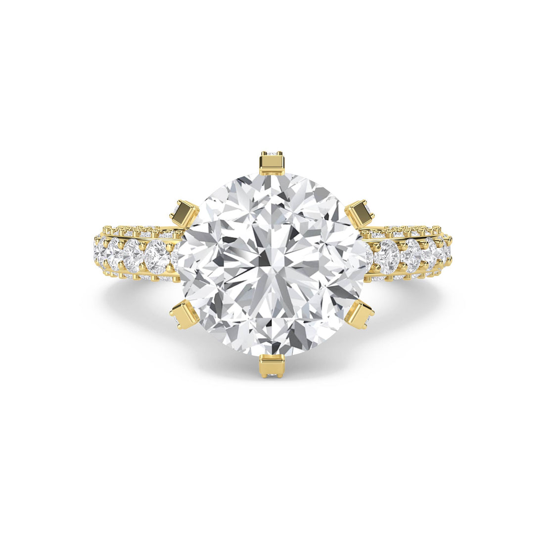 Round Diamond Ring with Bold Pavé Band - image 1