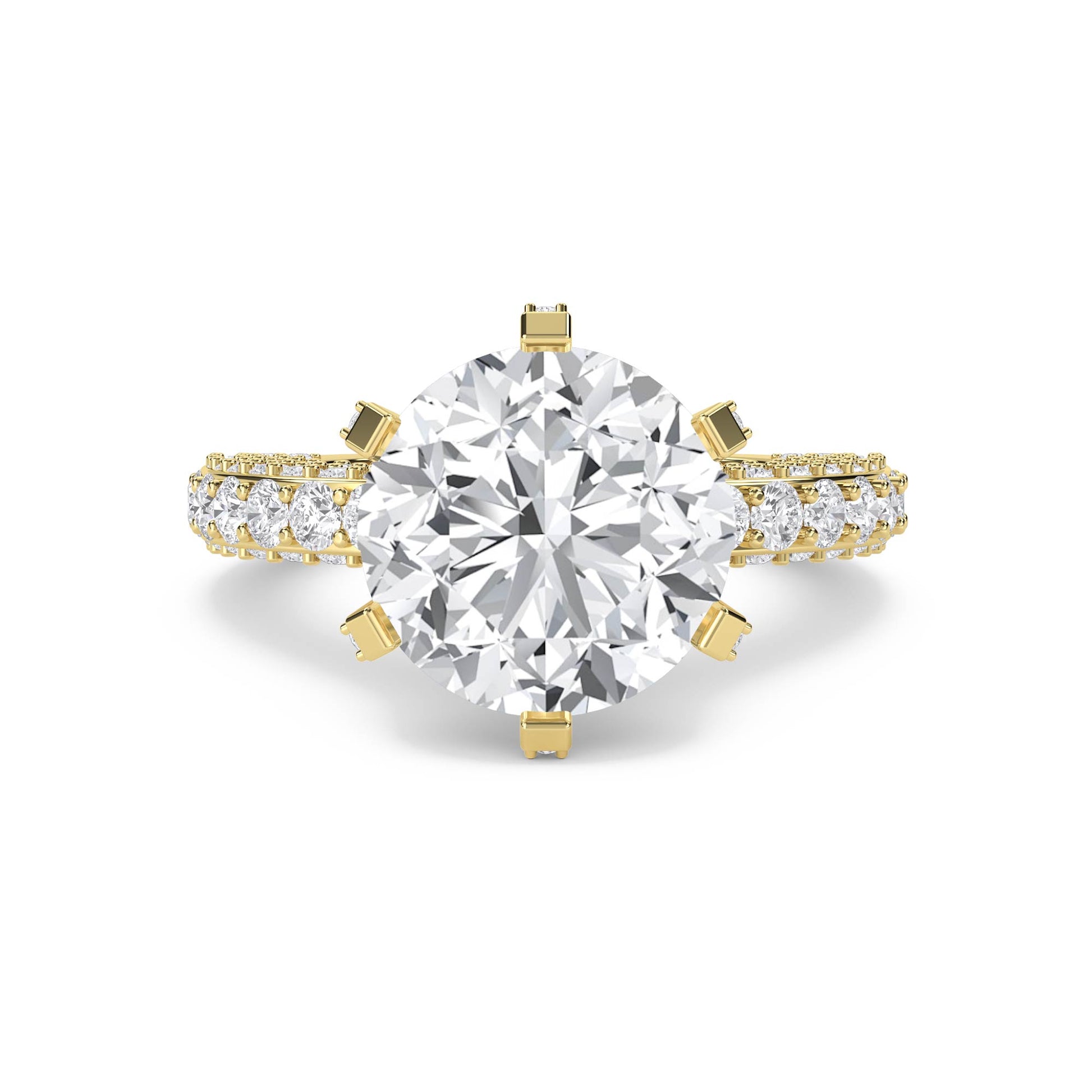 Round Diamond Ring with Bold Pavé Band - image 1