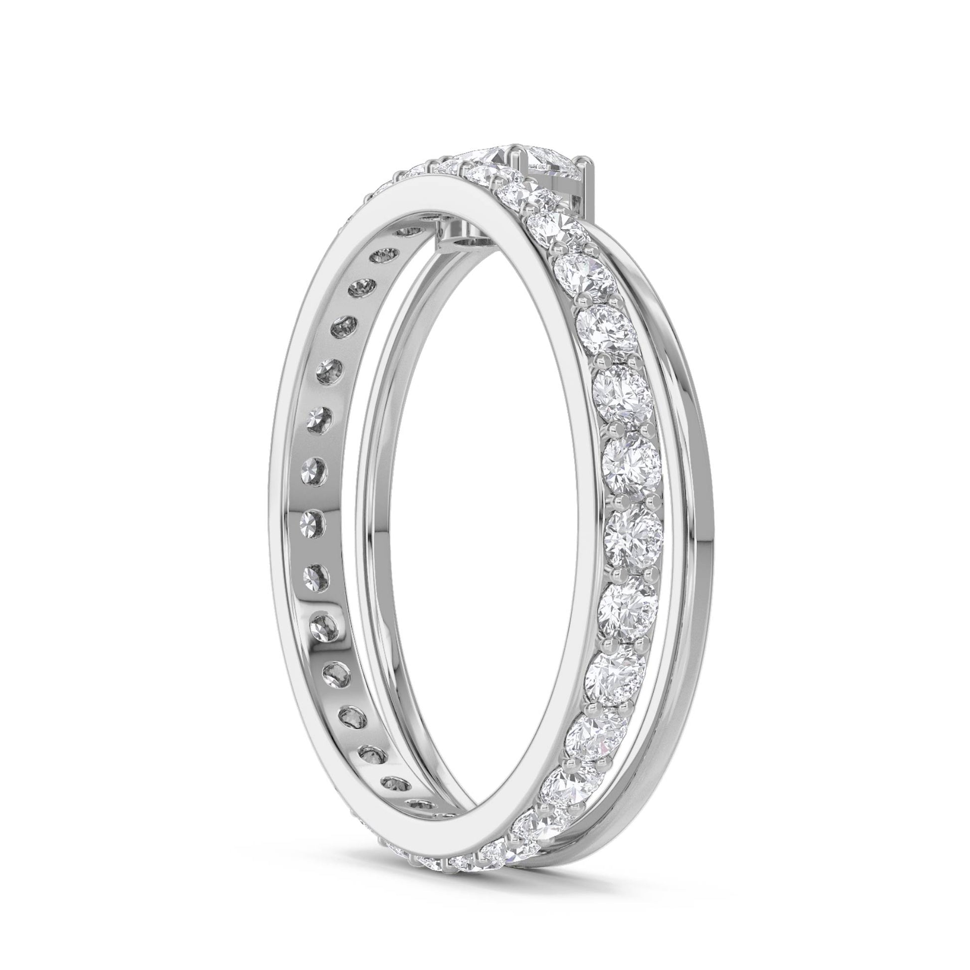Heart Diamond Ring with Diamond Band - White Gold - Pose 2
