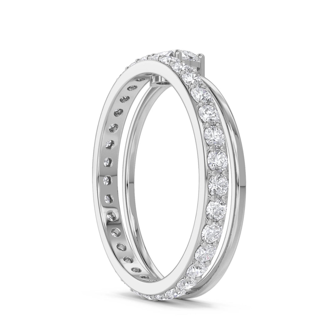 Heart Solitaire & Pavé Stacking Ring Set (Silver) - image 1