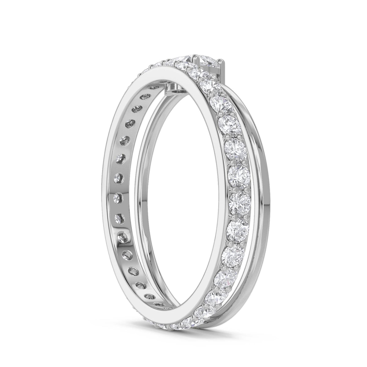 Heart Solitaire & Pavé Stacking Ring Set (Silver) - image 2