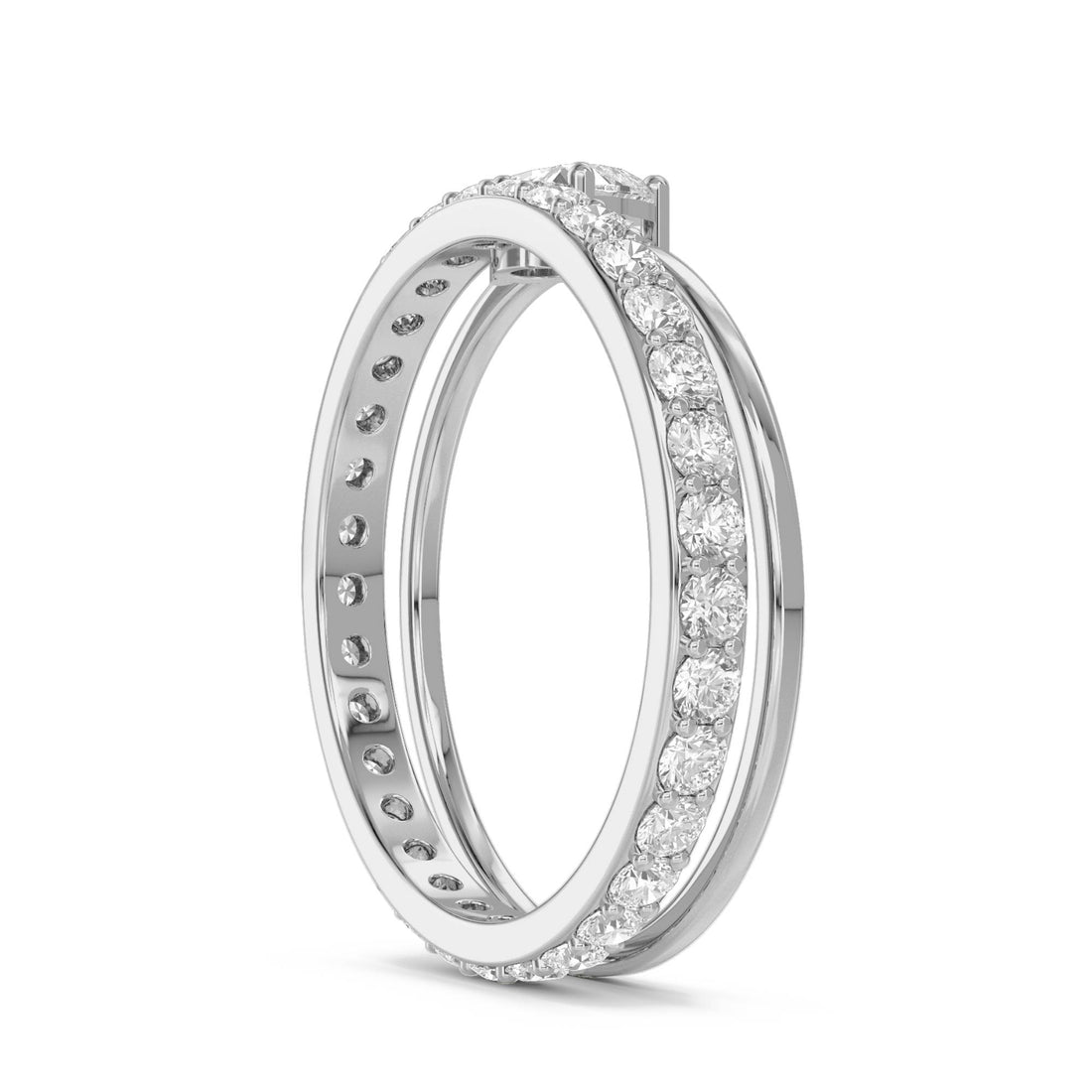 Heart Solitaire & Pavé Stacking Ring Set (Silver) - image 1