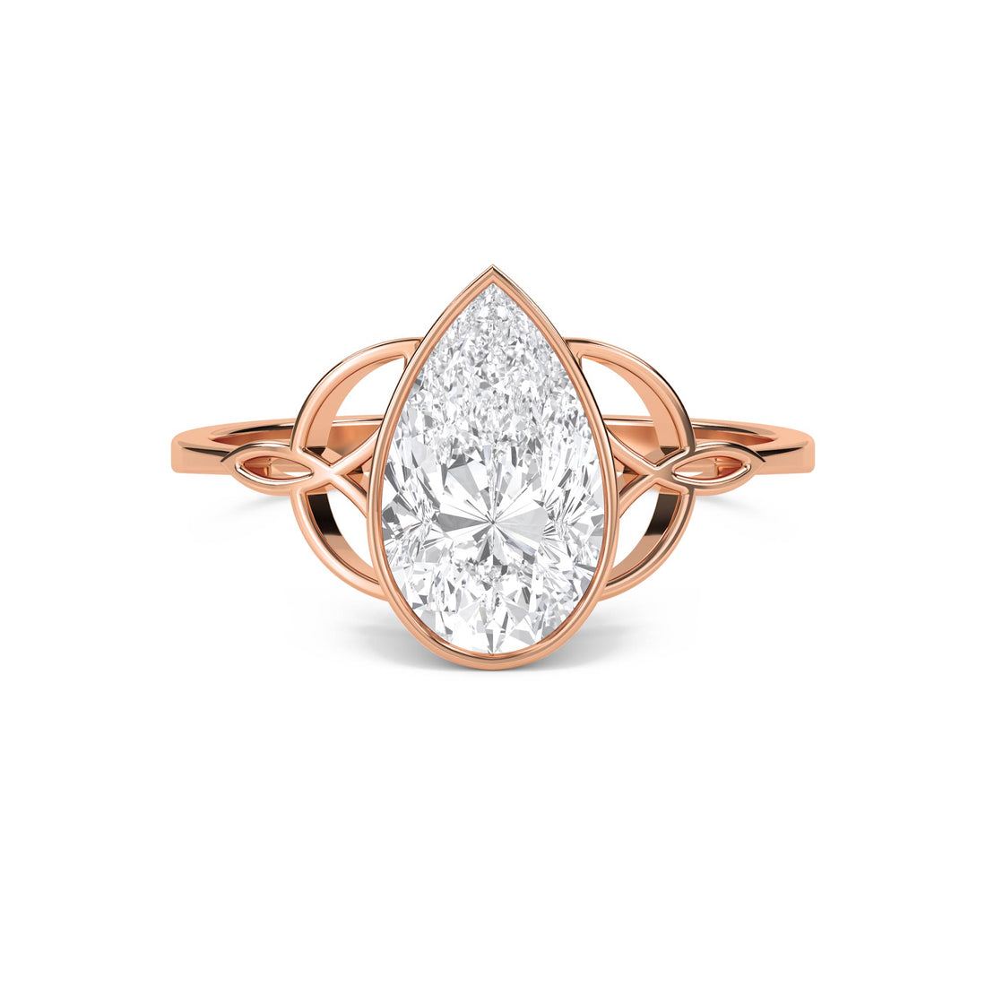 Pear-Shaped Diamond Ring with Celtic-Inspired Open Shoulders