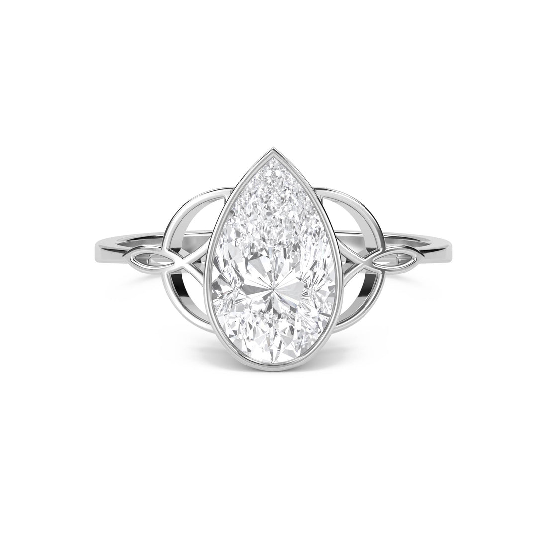 Pear-Shaped Diamond Ring with Celtic-Inspired Open Shoulders
