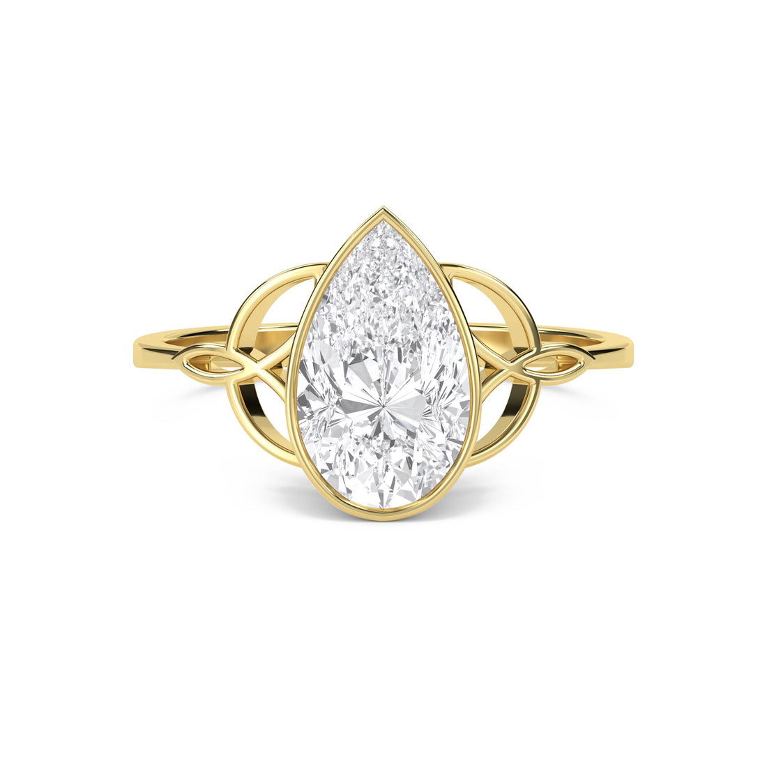 Pear-Shaped Diamond Ring with Celtic-Inspired Open Shoulders - image 1
