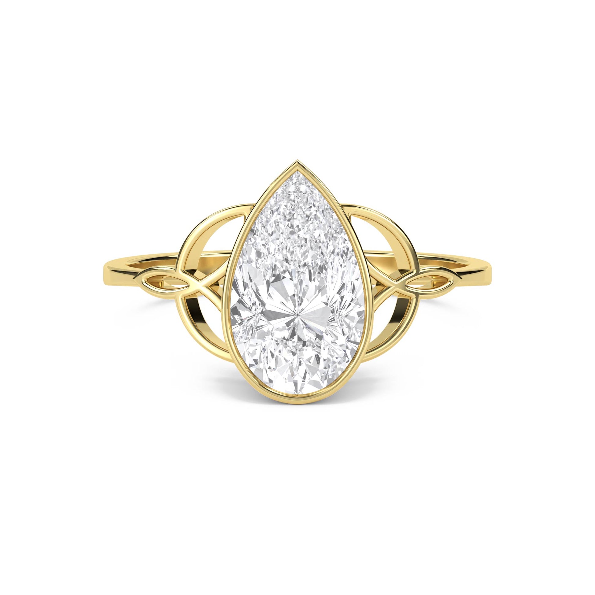 Pear-Shaped Diamond Ring with Celtic-Inspired Open Shoulders - image 1