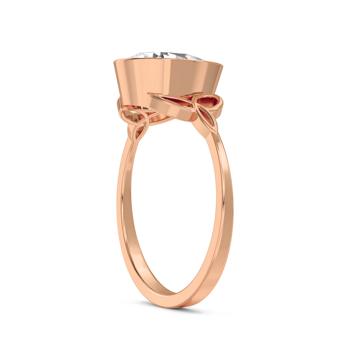 Pear-Shaped Diamond Ring with Celtic-Inspired Open Shoulders