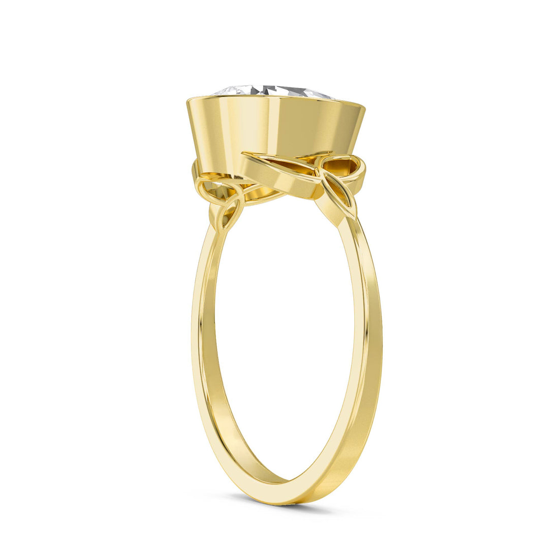 Pear-Shaped Diamond Ring with Celtic-Inspired Open Shoulders