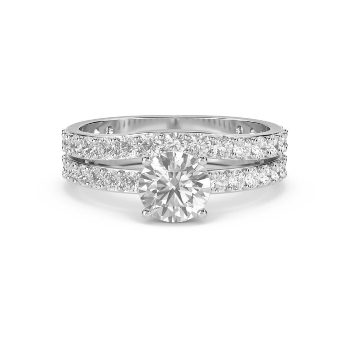 Round Solitaire Bridal Ring Set (Silver) - image 1