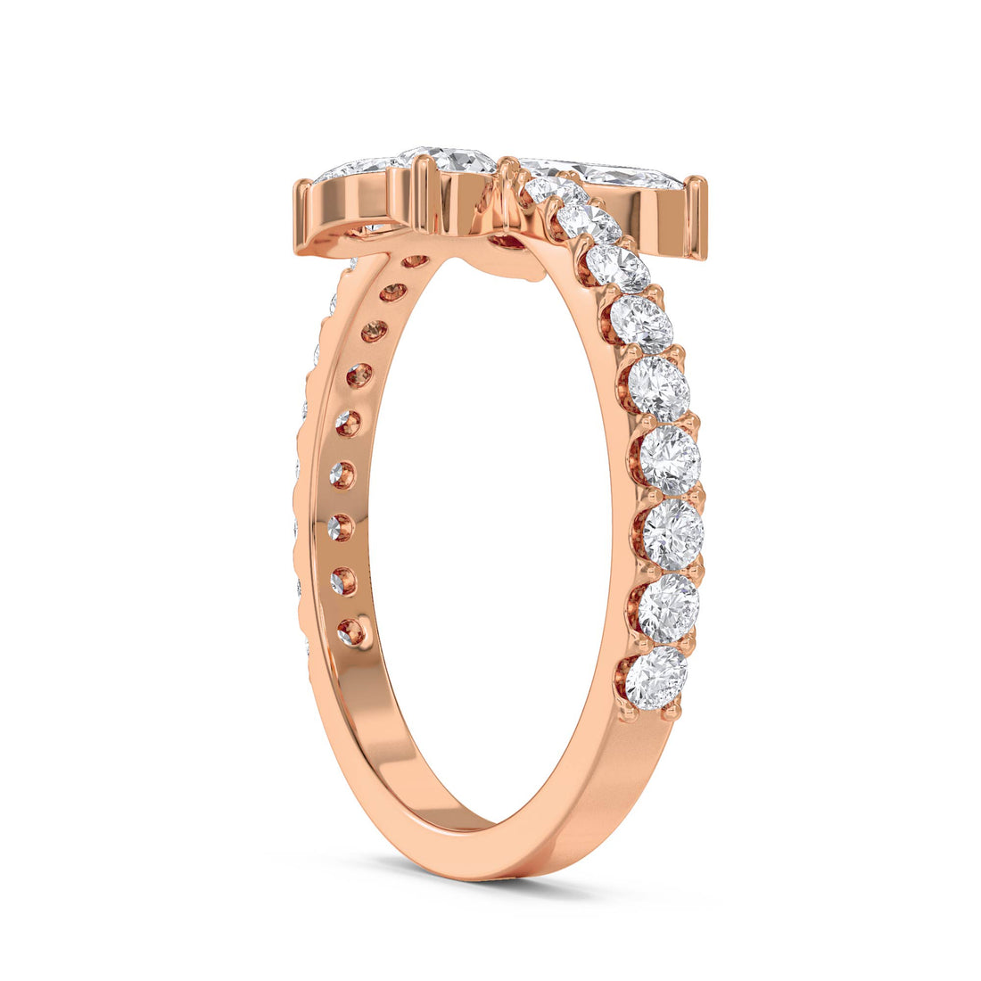 Flower Cluster Ring with Marquise Petals - Rose Gold - Pose 2