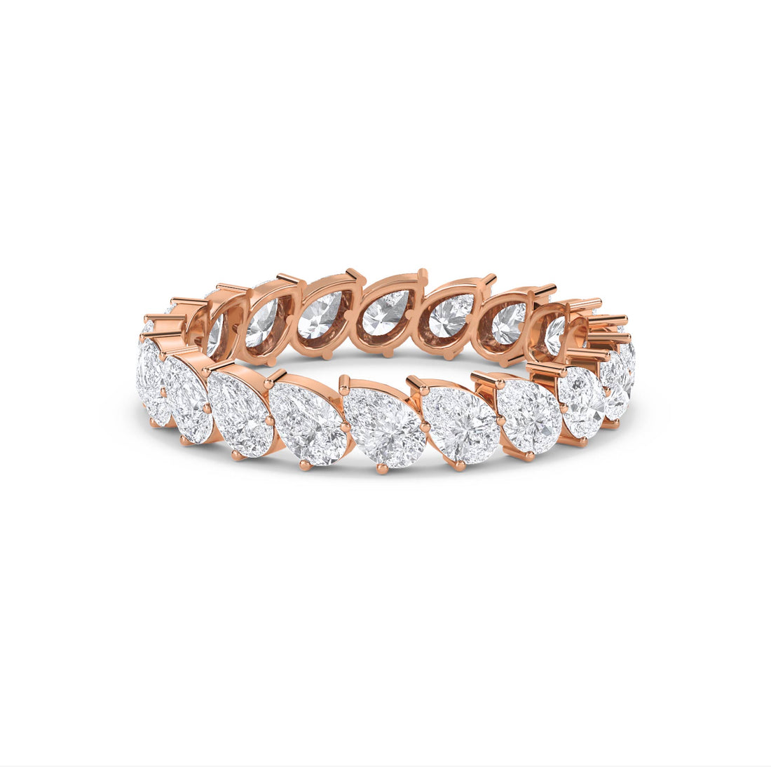 Pear Cut Diamond Eternity Ring - Rose Gold - Pose 1