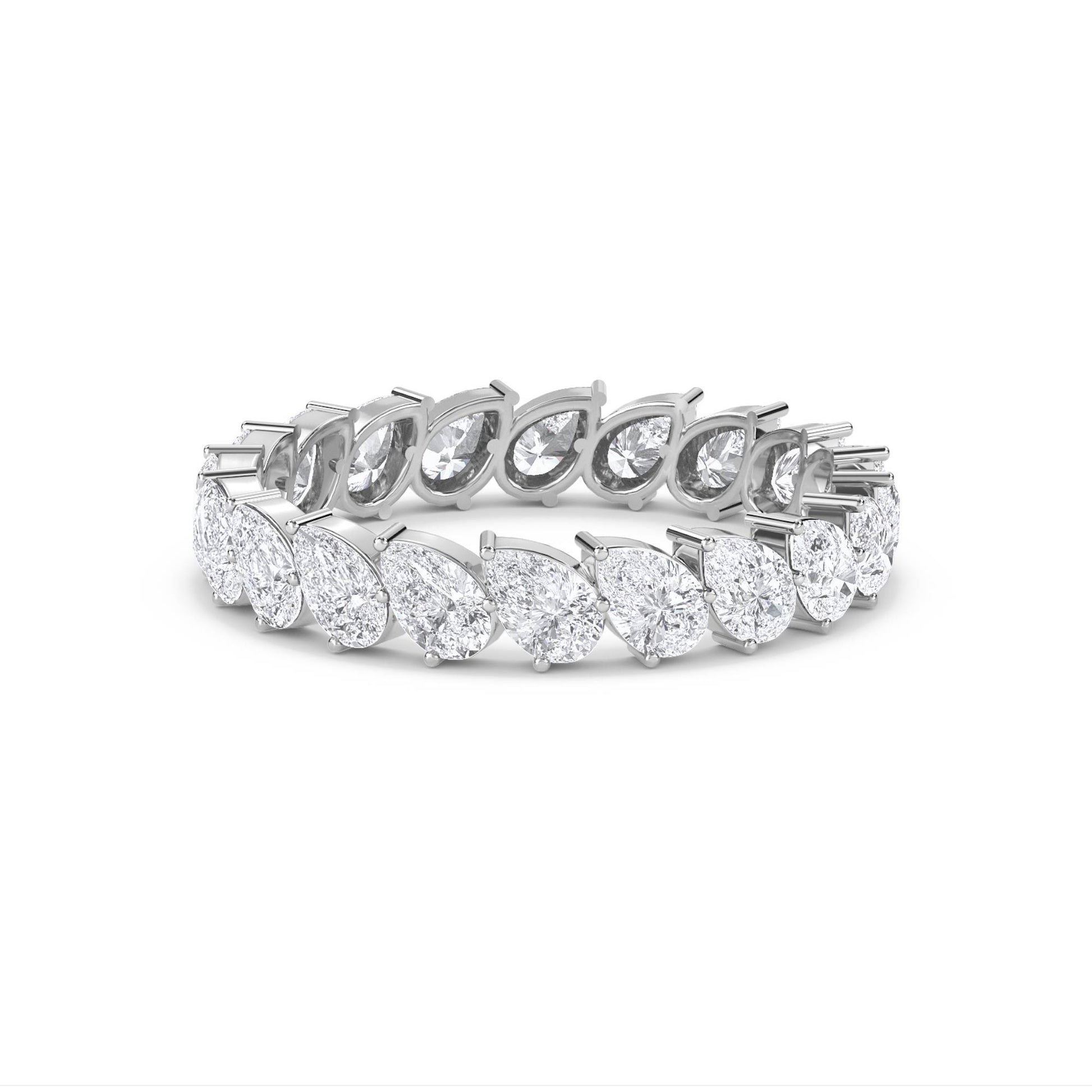 Pear Cut Diamond Eternity Ring - White Gold - Pose 1