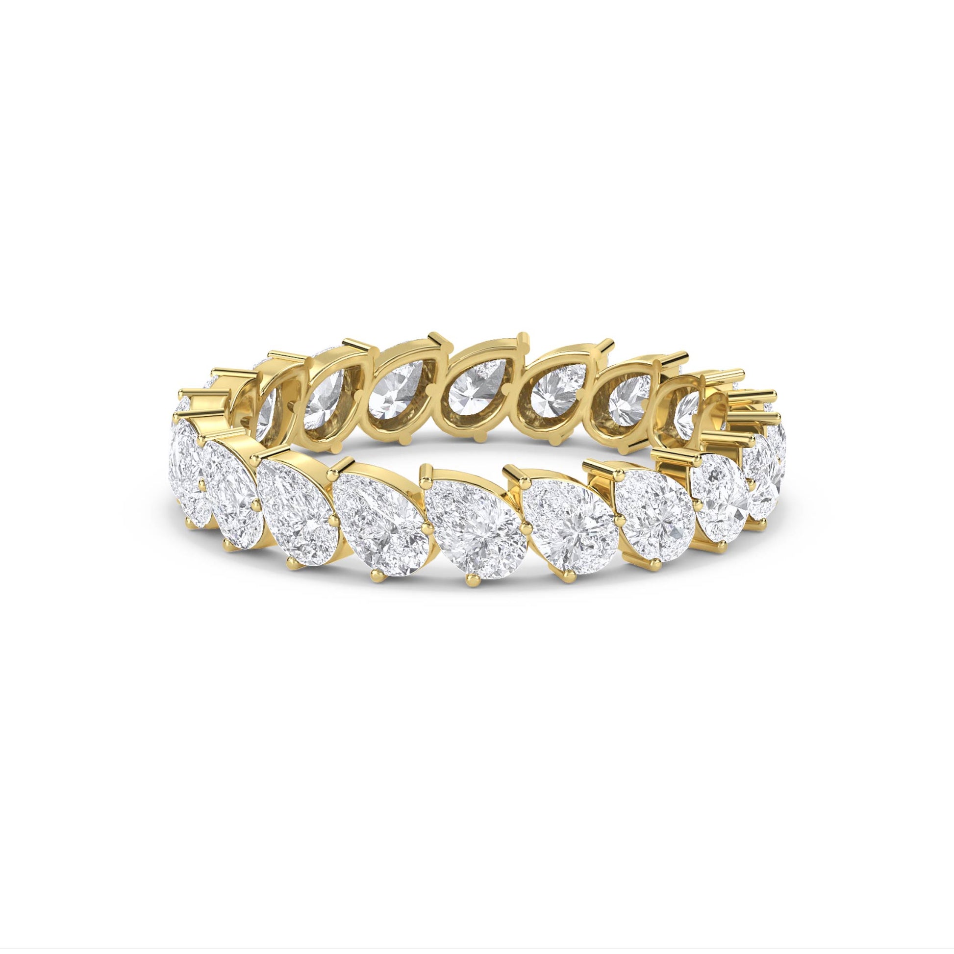 Pear Cut Diamond Eternity Ring - Yellow Gold - Pose 1