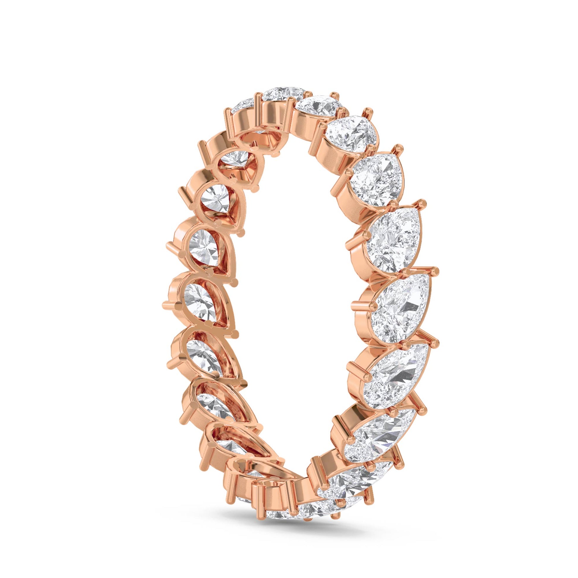 Pear Cut Diamond Eternity Ring - Rose Gold - Pose 2