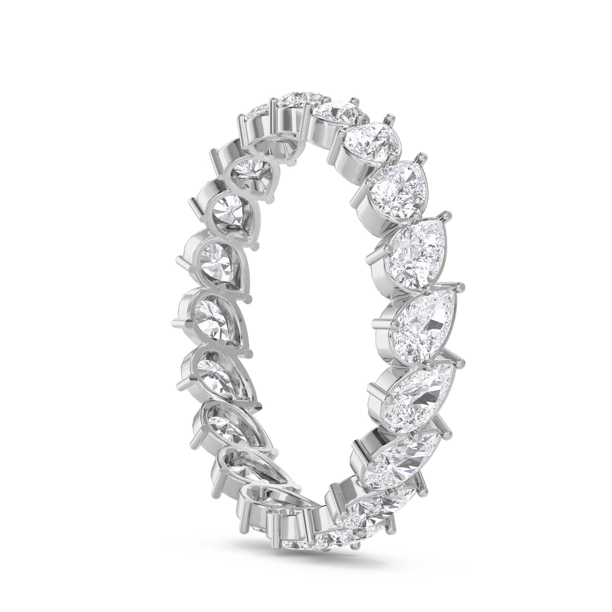 Pear Cut Diamond Eternity Ring - White Gold - Pose 2