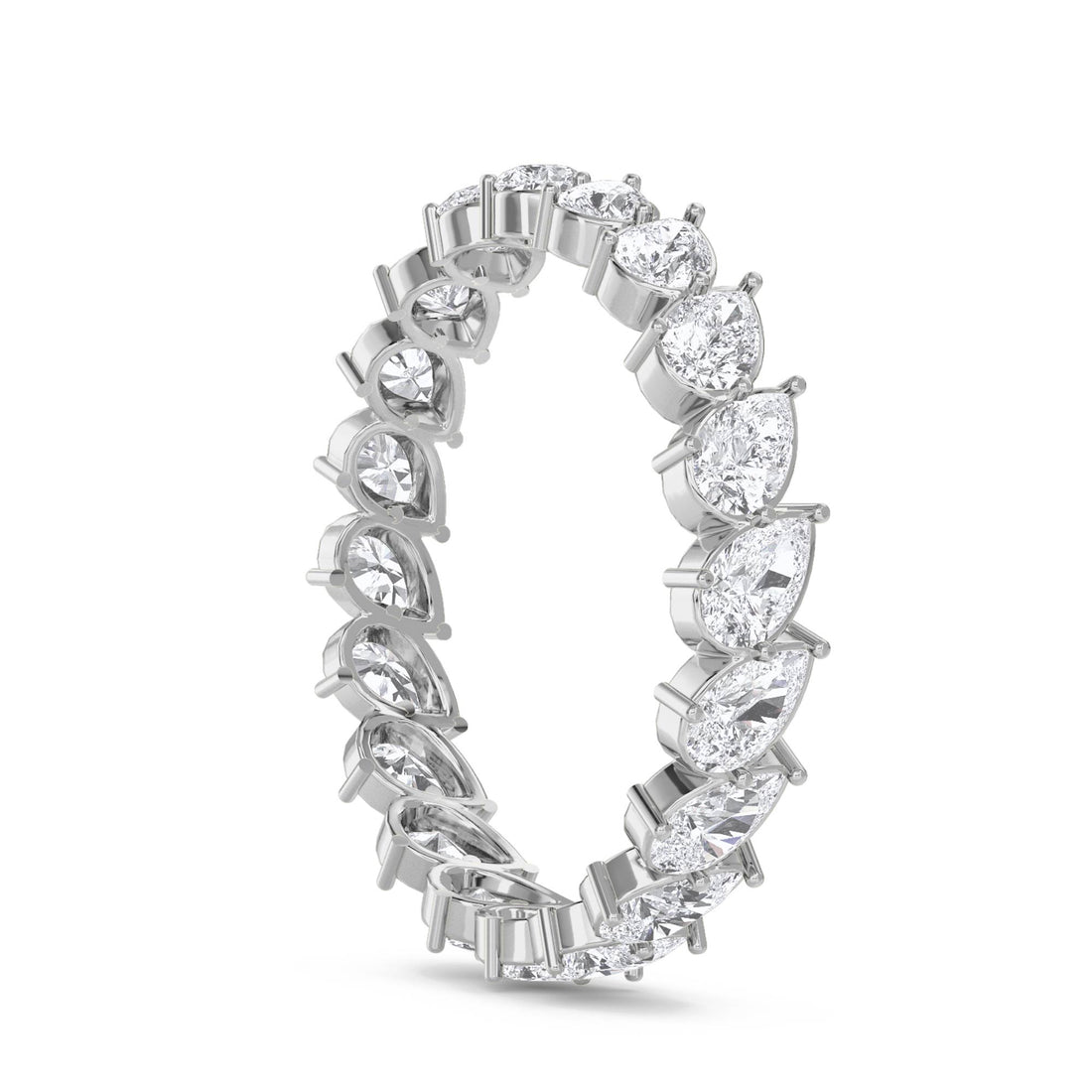Pear Cut Diamond Eternity Ring (Silver) - image 1