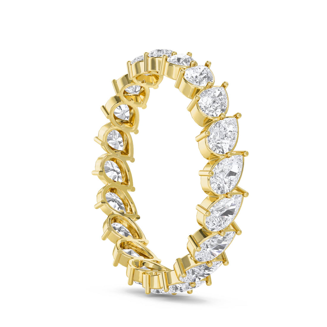 Pear Cut Diamond Eternity Ring - Yellow Gold - Pose 2