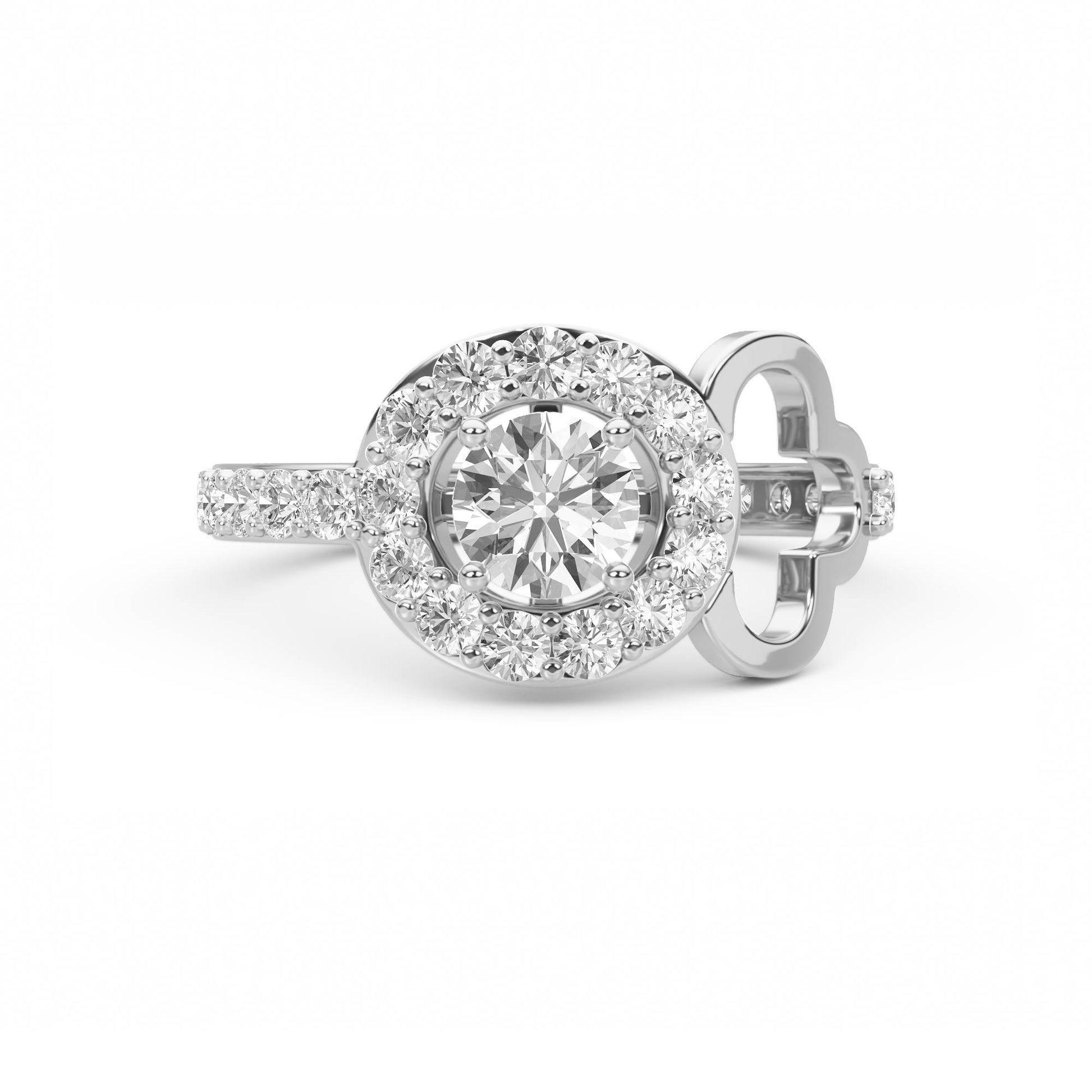 Halo Clover Diamond Ring - image 6