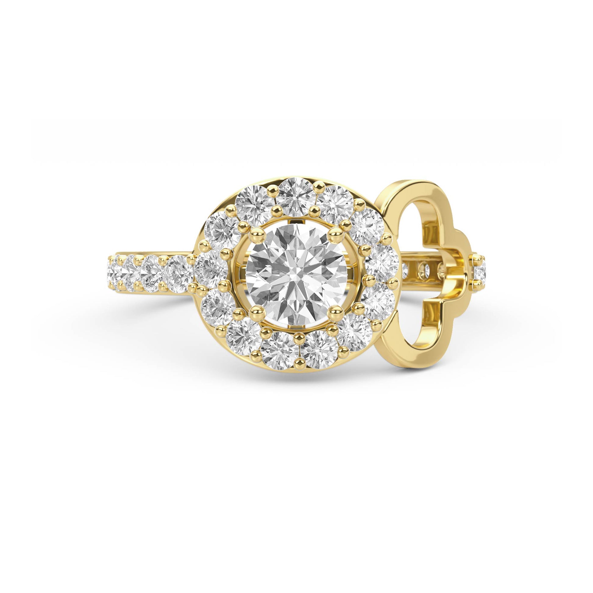Halo Clover Diamond Ring - image 1