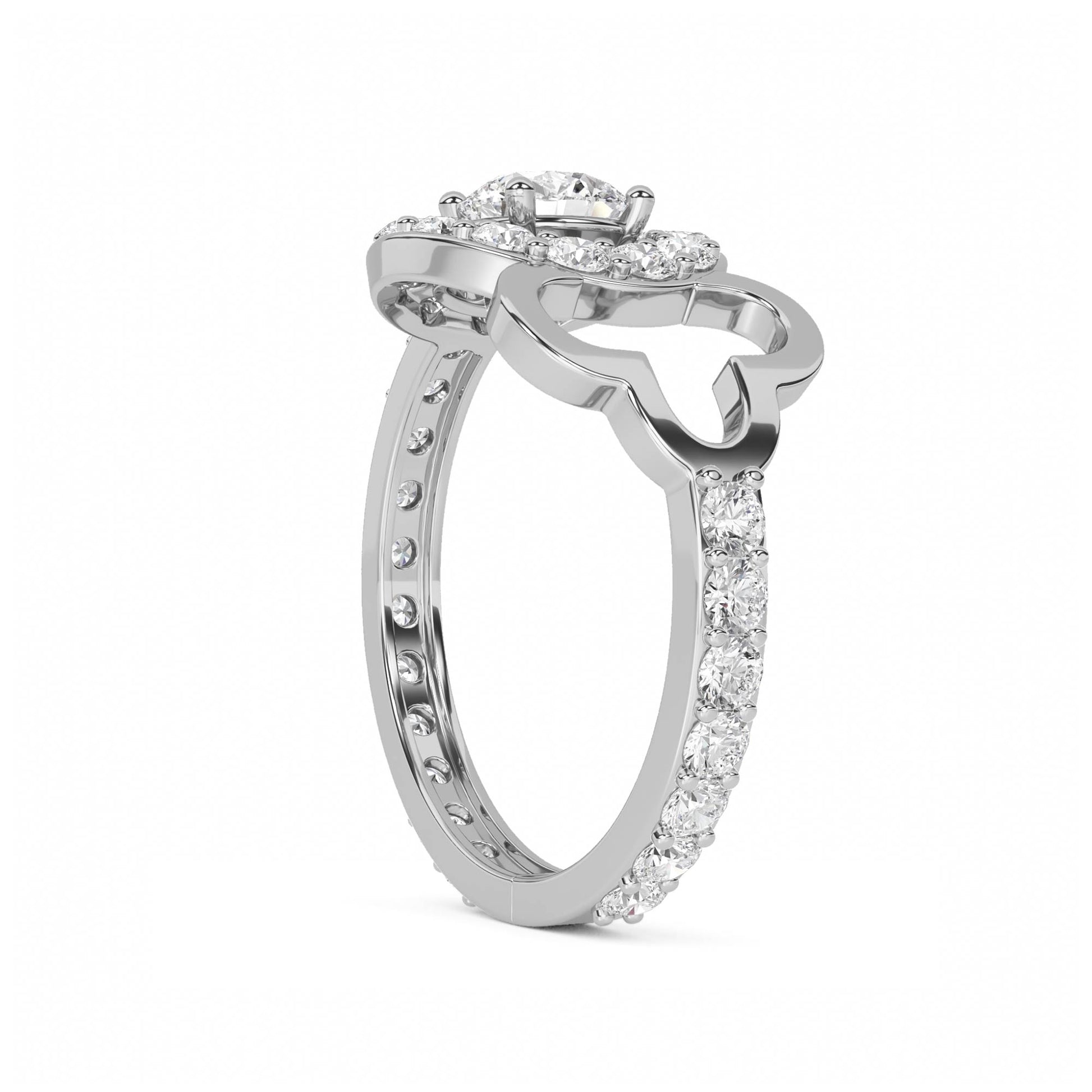 Halo Clover Diamond Ring (Silver) - image 2