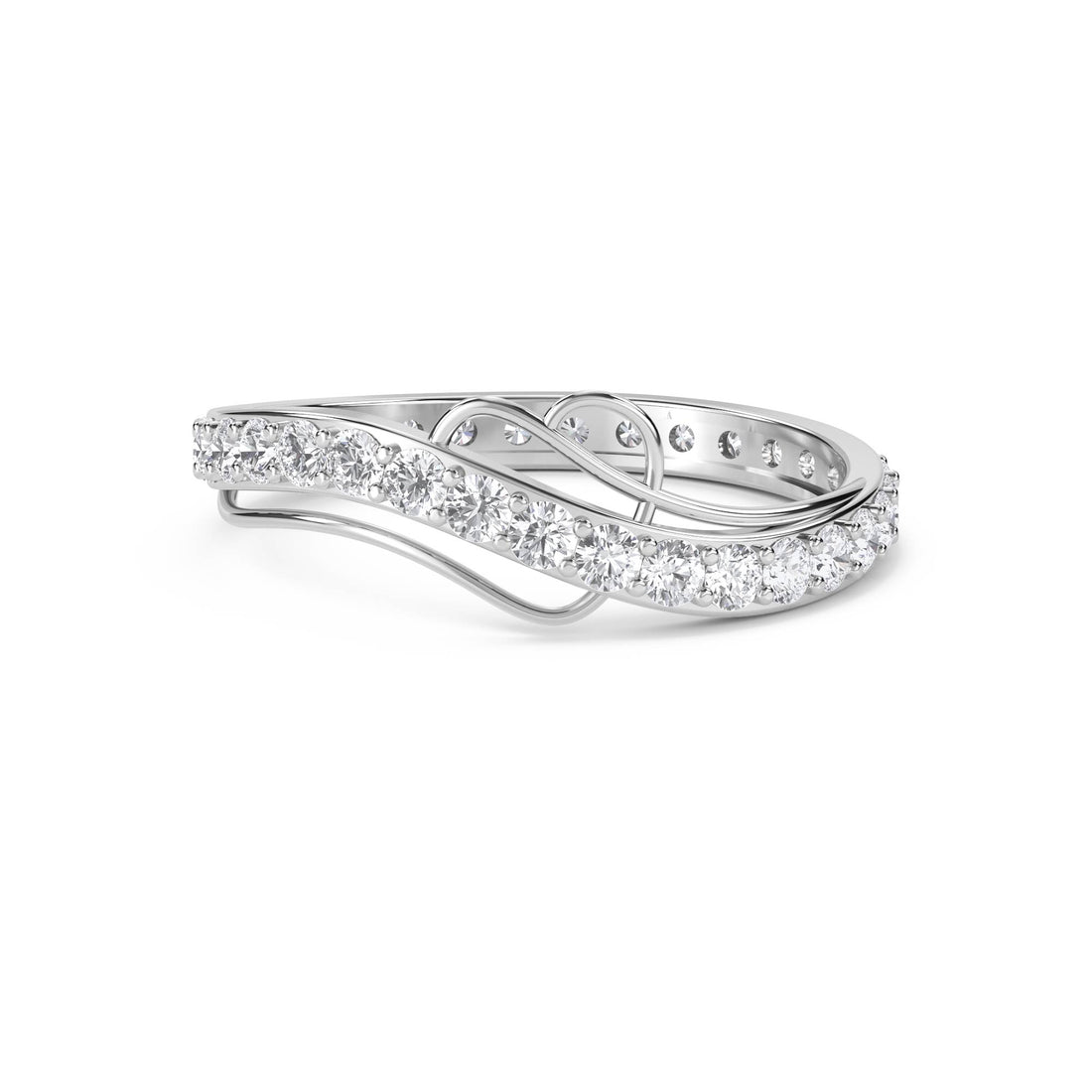 Sculptural Wave Diamond Ring - White Gold - Pose 1