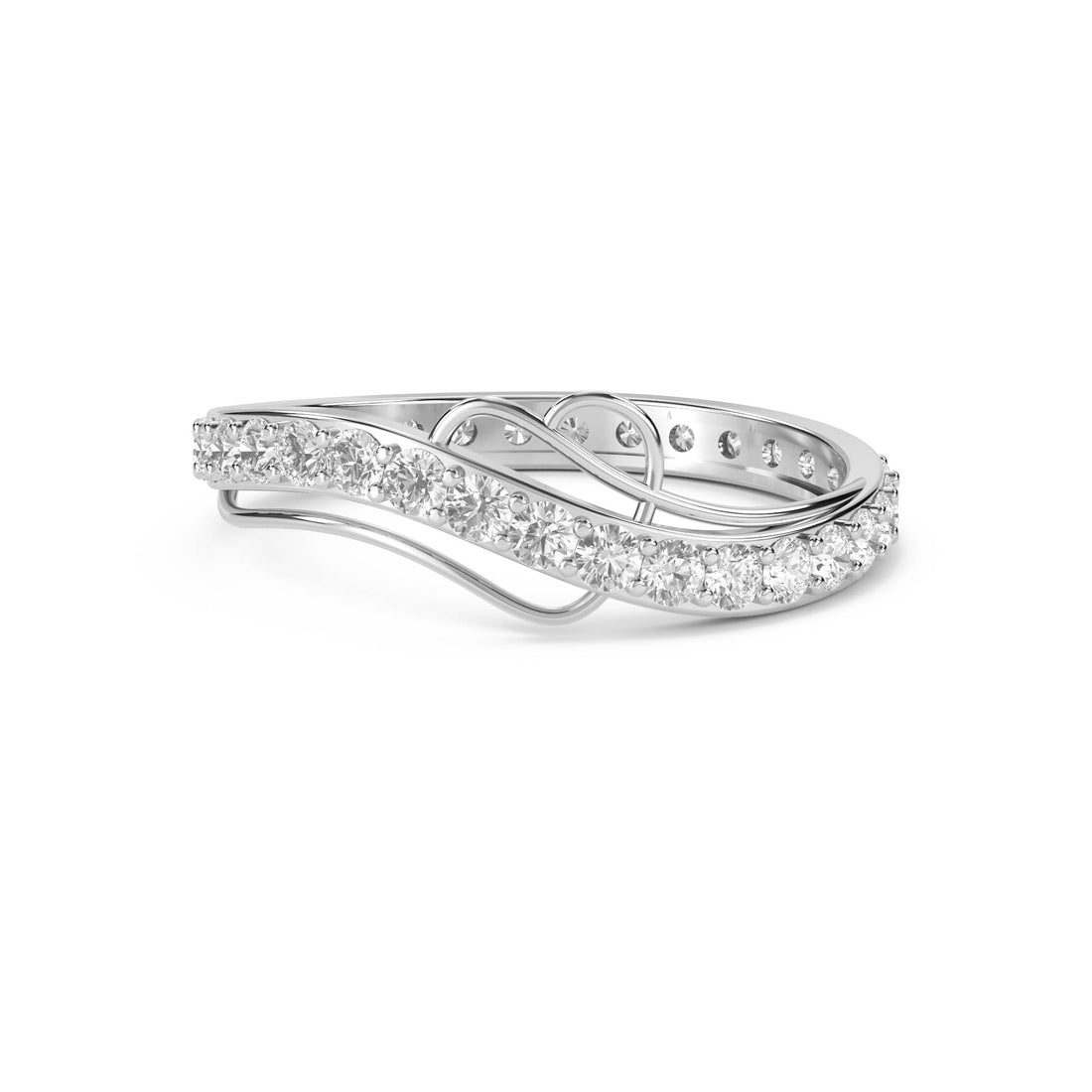 Sculptural Wave Diamond Ring (Silver) - image 1