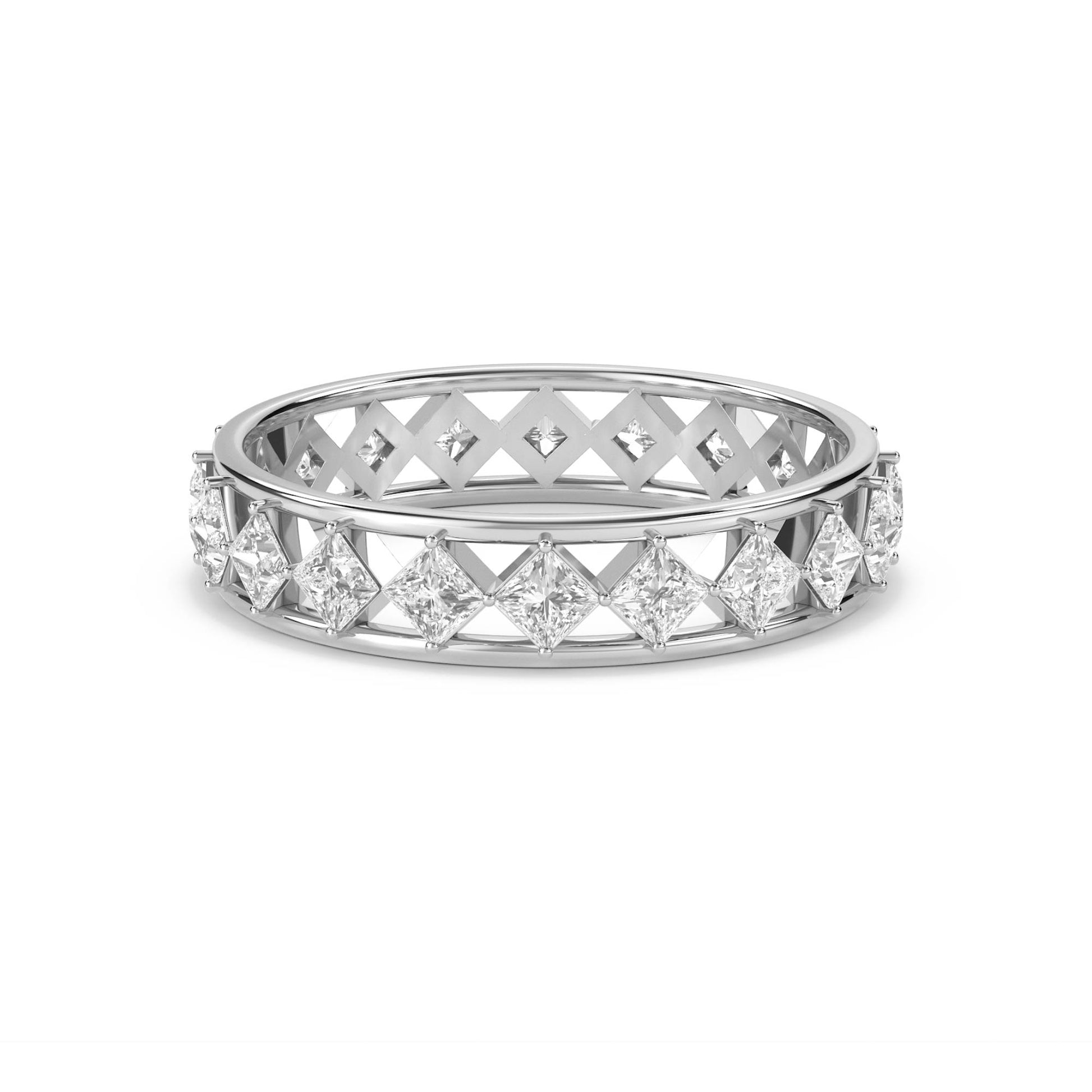 Princess Cut Lattice Diamond Eternity Ring (Silver) - image 1