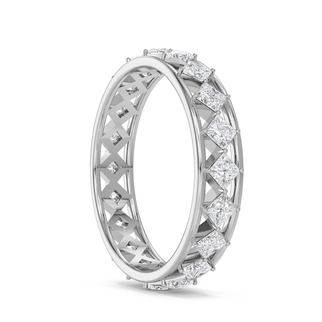 Princess Cut Lattice Diamond Eternity Ring (Silver) - image 1