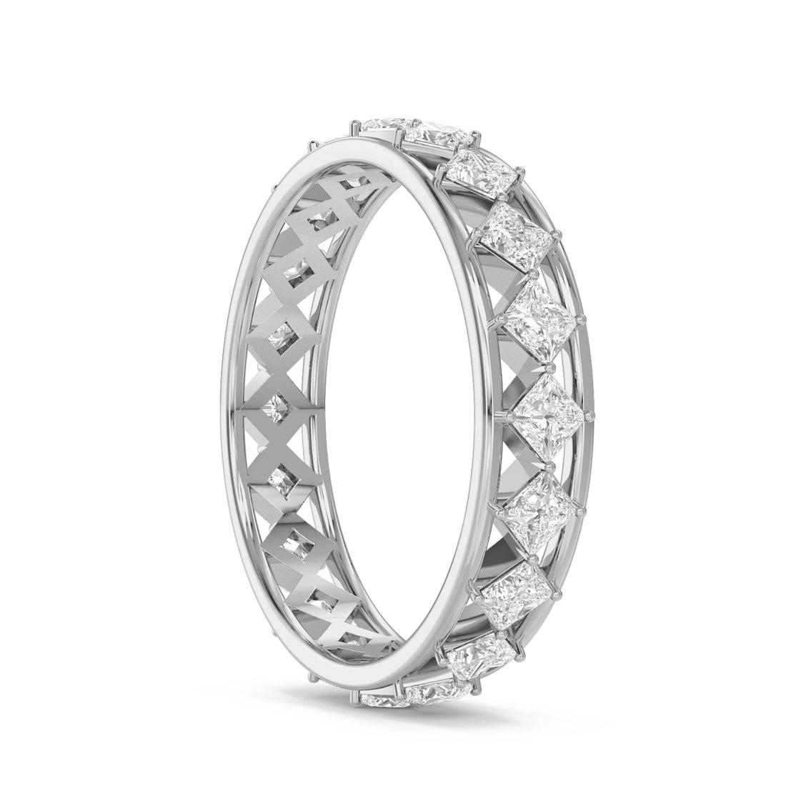 Princess Cut Lattice Diamond Eternity Ring (Silver) - image 1