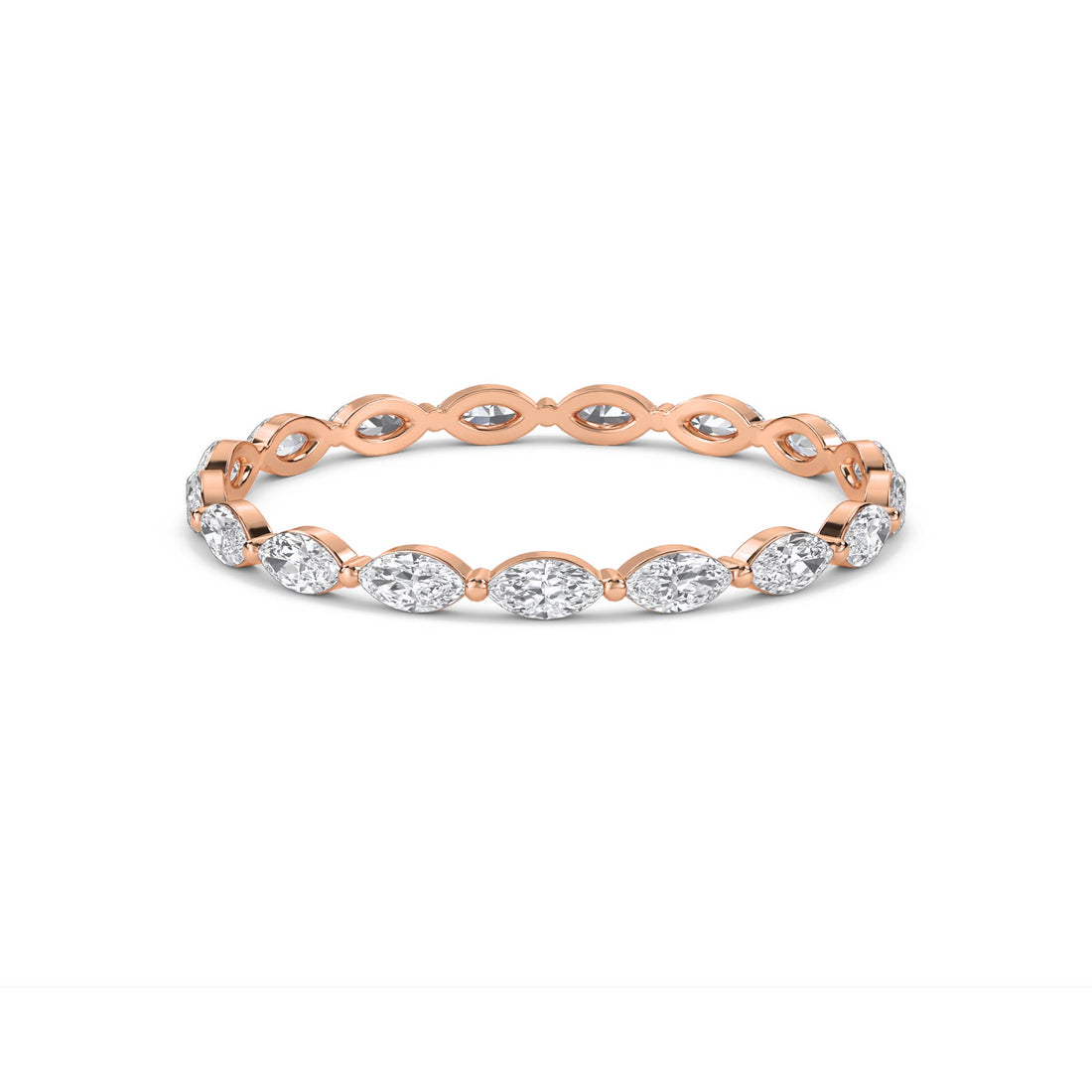 Marquise Diamond Eternity Band - Rose Gold - Pose 1