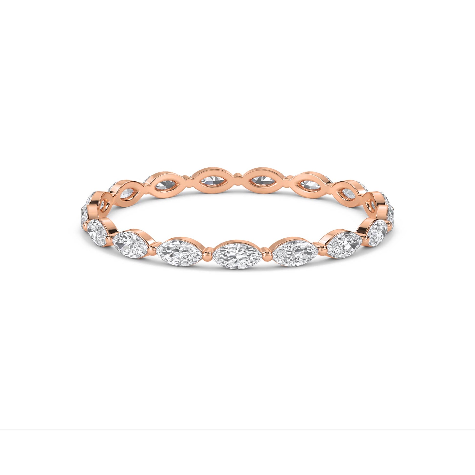 Marquise Diamond Eternity Band - Rose Gold - Pose 1